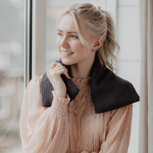 warmtesjaal wafel grof antraciet 70 cm