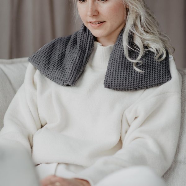 warmtesjaal wafel grof antraciet 70 cm