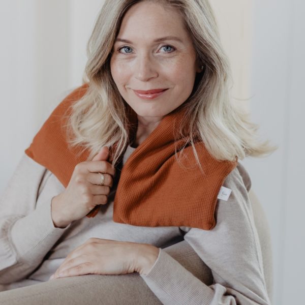 warmtesjaal wafel cognac 70 cm