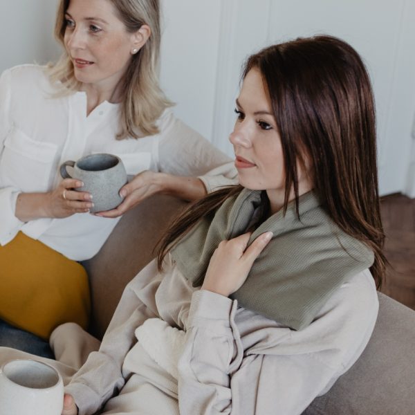 warmtesjaal wafel olijfgroen 70 cm