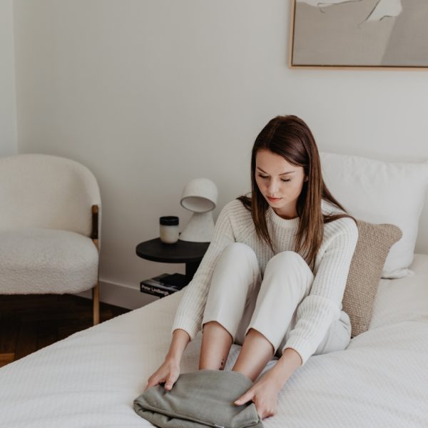 warmtesjaal wafel olijfgroen 70 cm