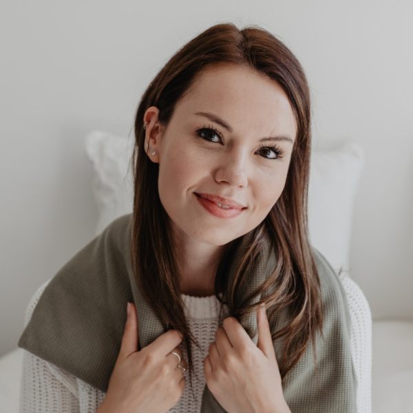 warmtesjaal wafel olijfgroen 70 cm