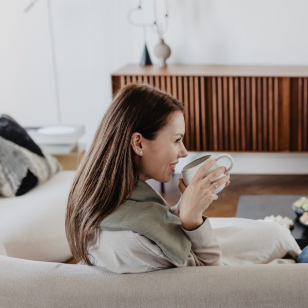 warmtesjaal wafel olijfgroen 70 cm