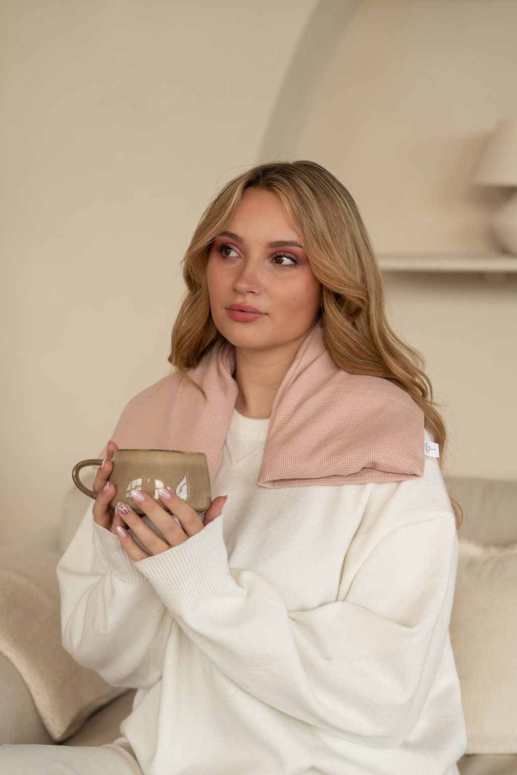 warmtesjaal wafel nude roze70 cm warmtesjaal wafel cognac ro70 cm