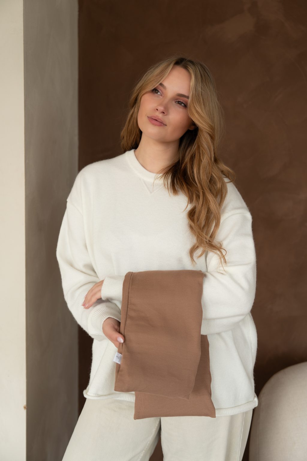 warmtesjaal wafel cacao 70 cm